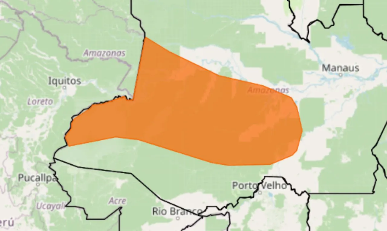 o mapa mostra as áreas em alerta para chuva intensa